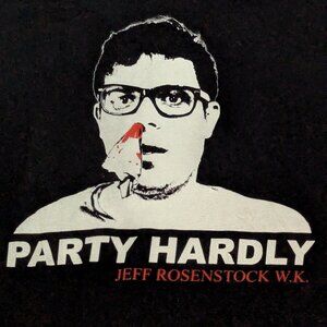 Jeff Rosenstock Andrew W.K. Parody Shirt "Party Hardly" Black XL T-Shirt